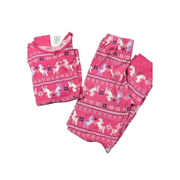 Gymboree Girls Unicorn Pajama Pink Fair Isle Print Long Sleeve size 8 cotton - Picture 1 of 5